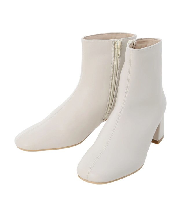 AMERICAN HOLIC スクエアトゥヒールショートブーツ Ivory