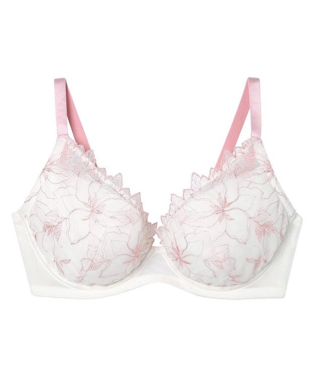 une nana cool 小さく見せるブラ　ミニマイザーブラ　レース ホワイト×ピンク