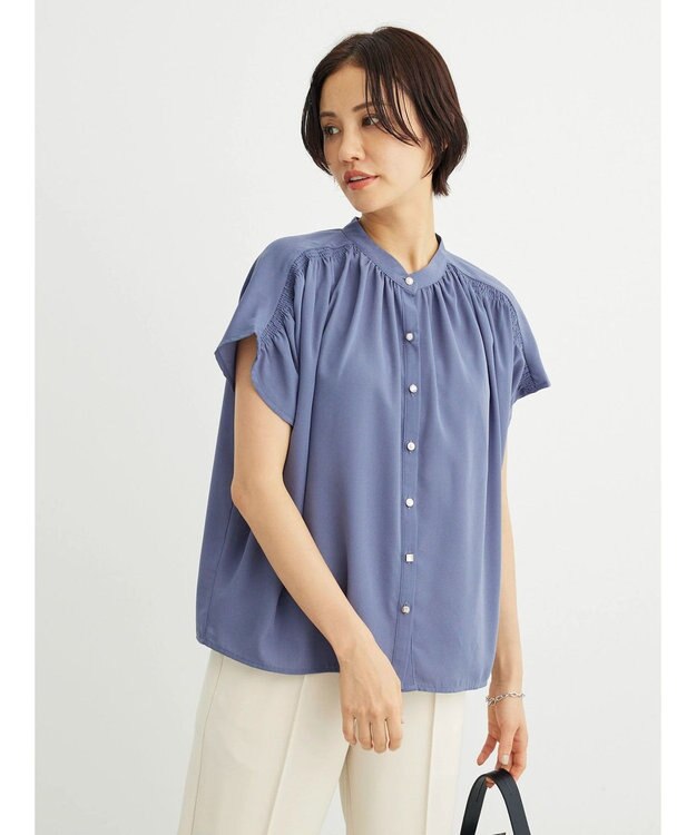 Green Parks ・ＥＬＥＮＣＡＲＥ　ＤＵＥ　イロイロ釦ドルマンブラウス Blue