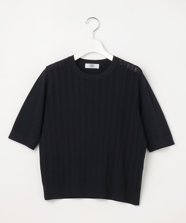 J.PRESS LADIES Rayon Elite Stretch クルーネック ニット ネイビー系