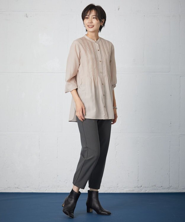 J.PRESS LADIES 【洗える】ストレッチピケジャージー パンツ グレー系