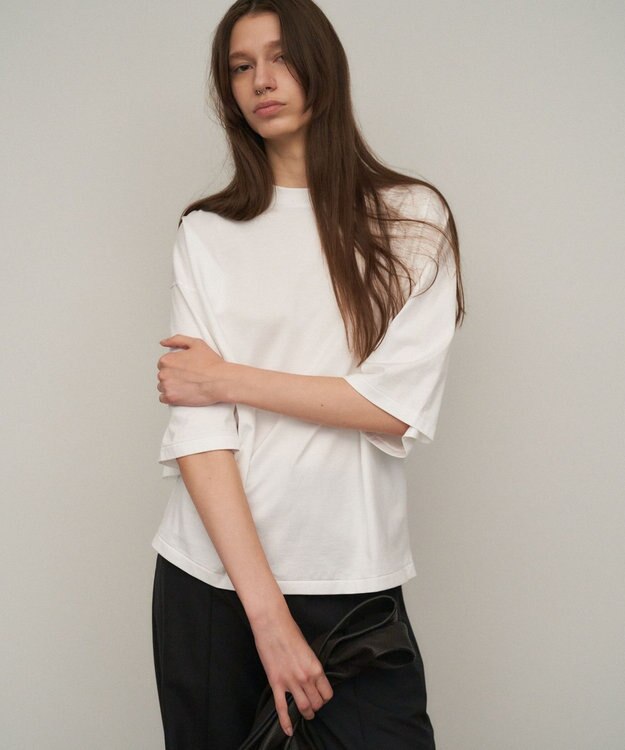 ATON SUVIN 60/2 | ワイドスリーブＴシャツ WHITE