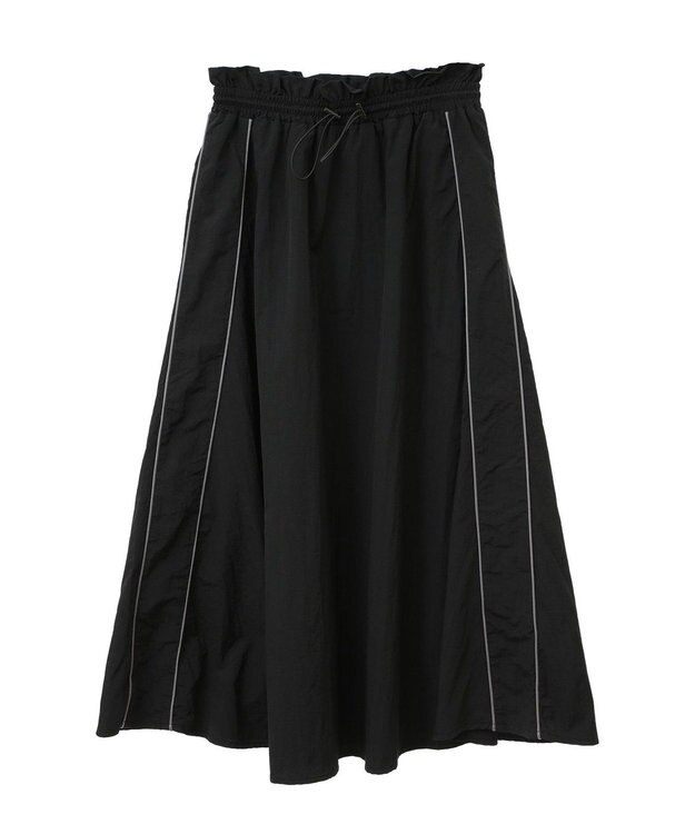 Green Parks ナイロンラインフレアスカート Black
