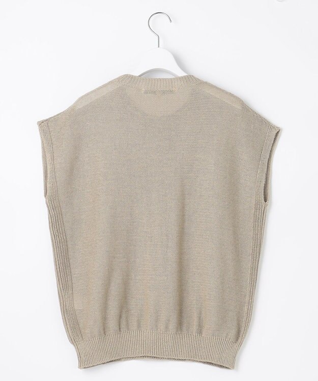 自由区 【XSサイズ～】リネンフリンジディテールフレンチスリーブ ニット ベージュ系