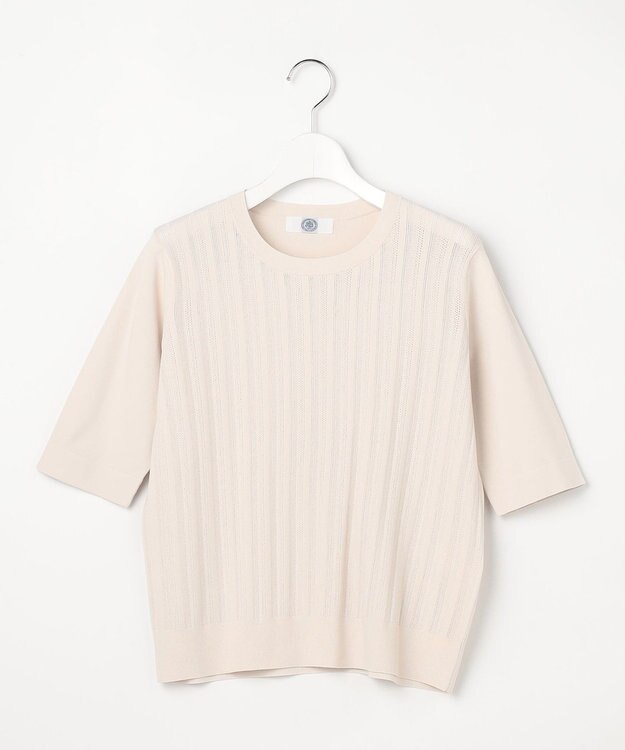 J.PRESS LADIES Rayon Elite Stretch クルーネック ニット ライトベージュ系