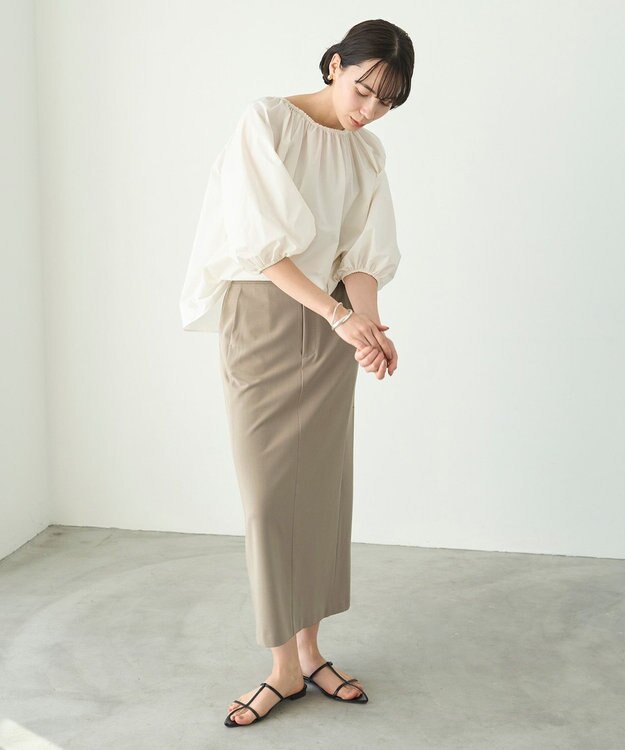 UNFILO FINE MOVE 2WAYギャザーブラウス オフ