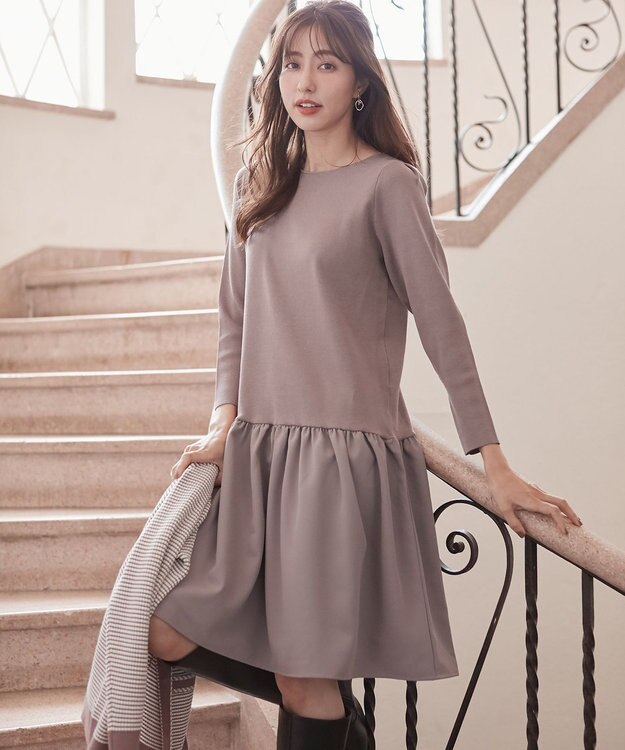 ANY SIS 【美人百花11月号掲載】クラシカルカーデ×ミディワンピ セット レトロピンク