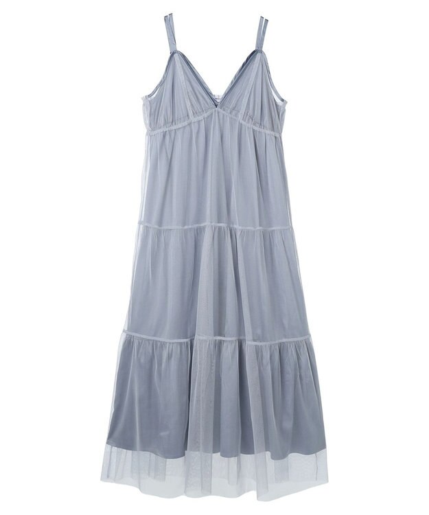 earth music&ecology ＳＥＴ２点ティアードペチドレス＋チュールワンピース Blue