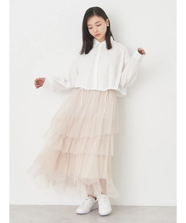 earth music&ecology ドロストヘムショートシャツ Off White