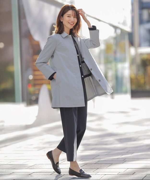 J.PRESS LADIES S 【セットアップ対応・洗える】セルロースリネンストレッチ ワイド パンツ ネイビー系