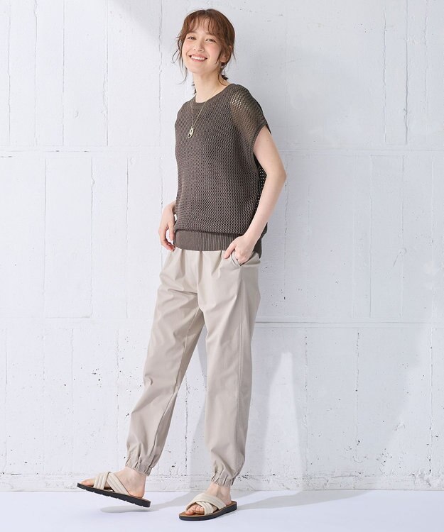 ANY フレンチスリーブメッシュニット モカ