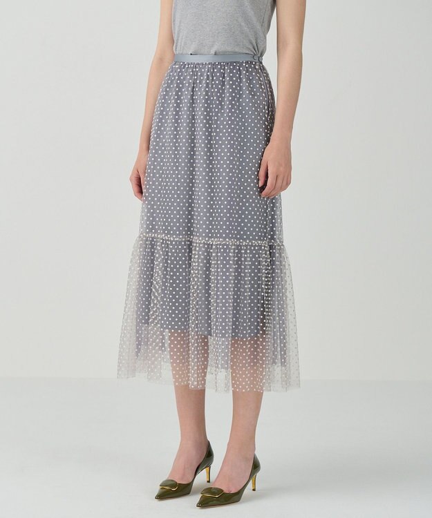 GRACE CONTINENTAL フロッキーチュールスカート グレー