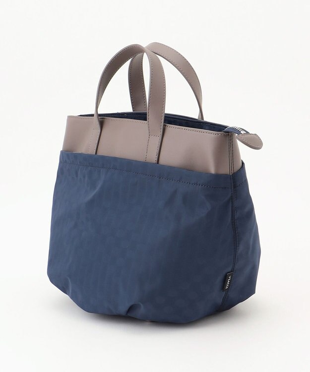 Y'SACCS はっ水ドットジャカード リサイクルレザーコンビ 2wayトートバッグ ネイビー