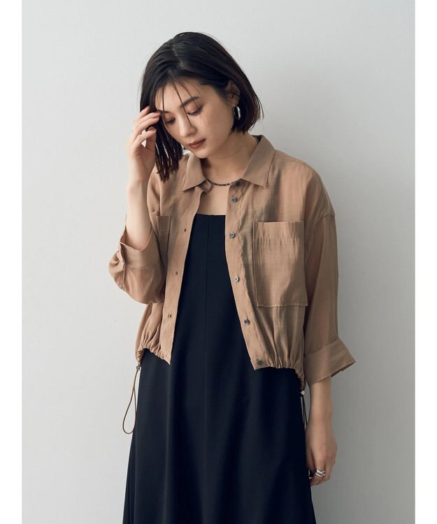 YECCA VECCA 【2点SET】シアーシャツ×Aラインキャミワンピース Beige