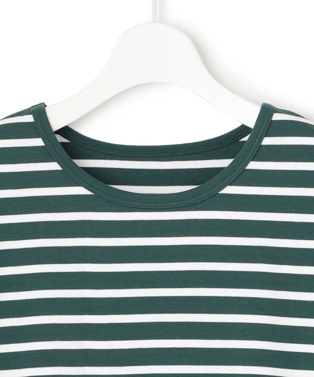 23区 L 【洗える】Armor-lux スムース ボーダー カットソー グリーン×ホワイトボーダー