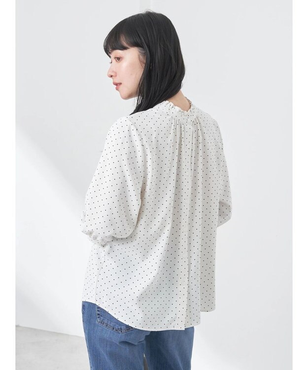 earth music&ecology ２ｗａｙフリル７分袖ブラウス Dot