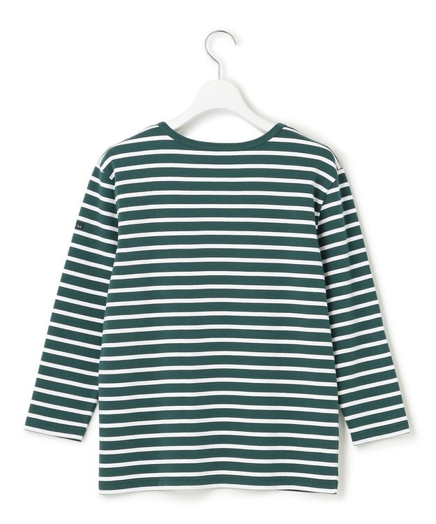 23区 L 【洗える】Armor-lux スムース ボーダー カットソー グリーン×ホワイトボーダー