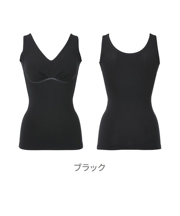 BRADELIS New York 【Yukine inc. 】ゆきねえ365綿混モアらくフルカップブラキャミ23 補正下着 締め付けすぎない快適シェイパー ブラック