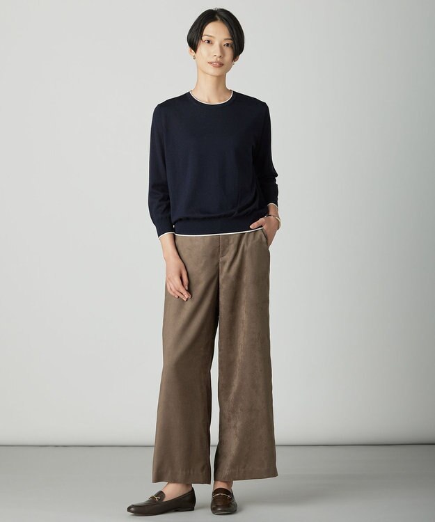 J.PRESS LADIES トリムツイン ニット ネイビー系