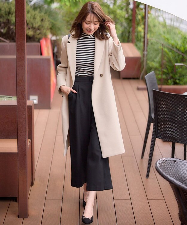 ANY SIS L ウールライクレディ チェスターコート アイボリーベージュ