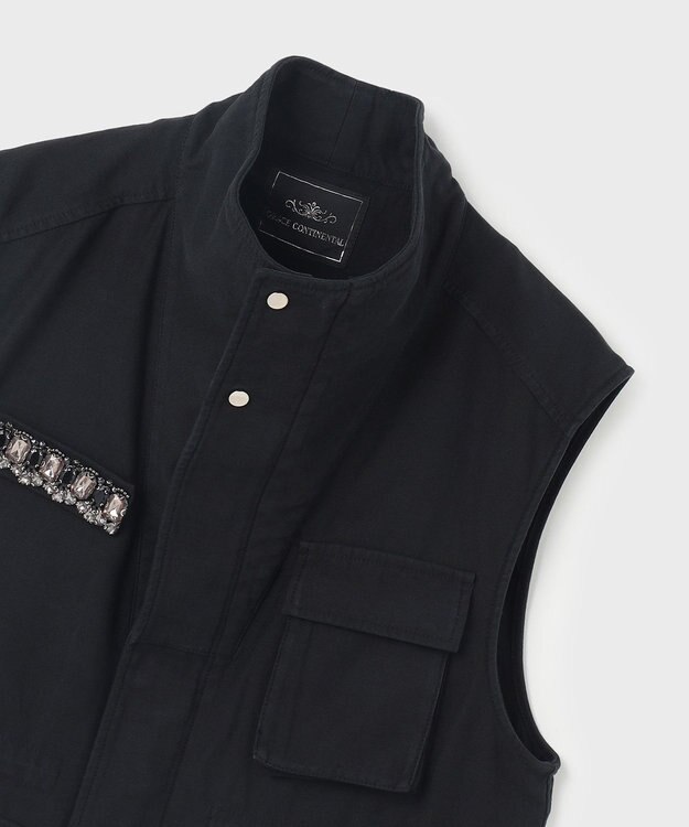 GRACE CONTINENTAL ビジューアーミーベスト ブラック