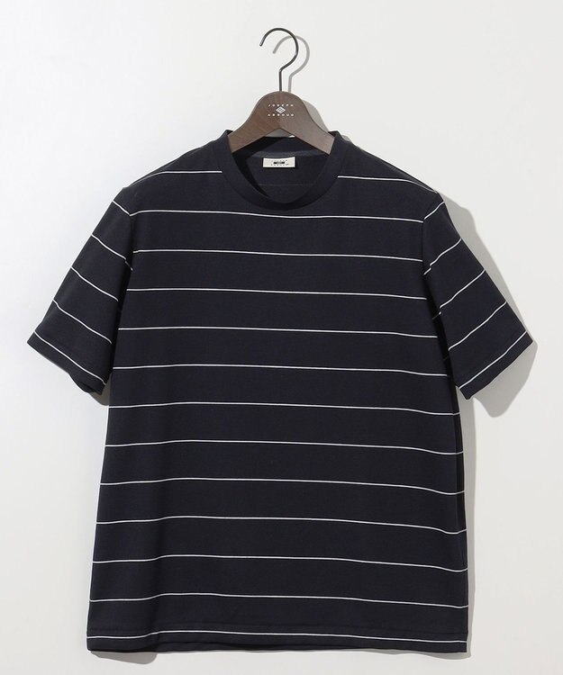 JOSEPH ABBOUD 【和紙ニット/日本素材・縫製/ 軽量/通気性/速乾性】和紙フライスボーダー Tシャツ ネイビー系2