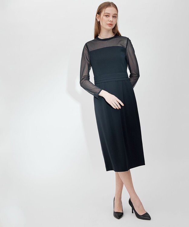 23区 L 【APPLAUDIR】ダブルクロス ドレス ネイビー系