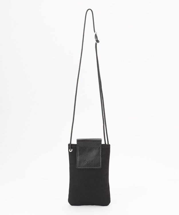 UNBILLION Otias 8号キャンバスシュリンクレザースマホショルダー ブラック