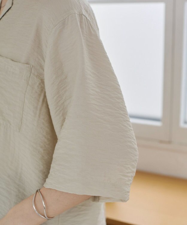 WEGO 【ANGIE VINTAGE】接触冷感開襟シャツ ホワイトアイボリー