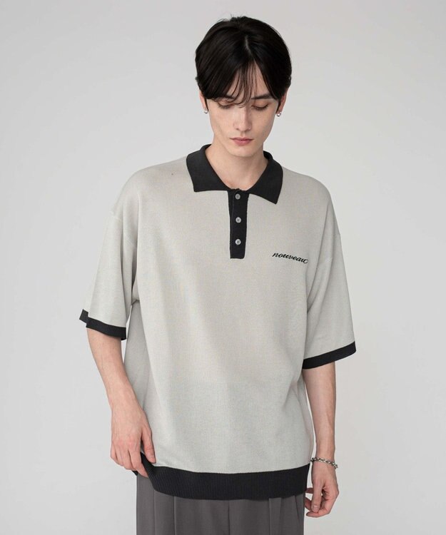 WEGO 【ユニセックス着用ITEM/MLサイズ展開】ワンポイントニットポロシャツ（SS） ライトグレー