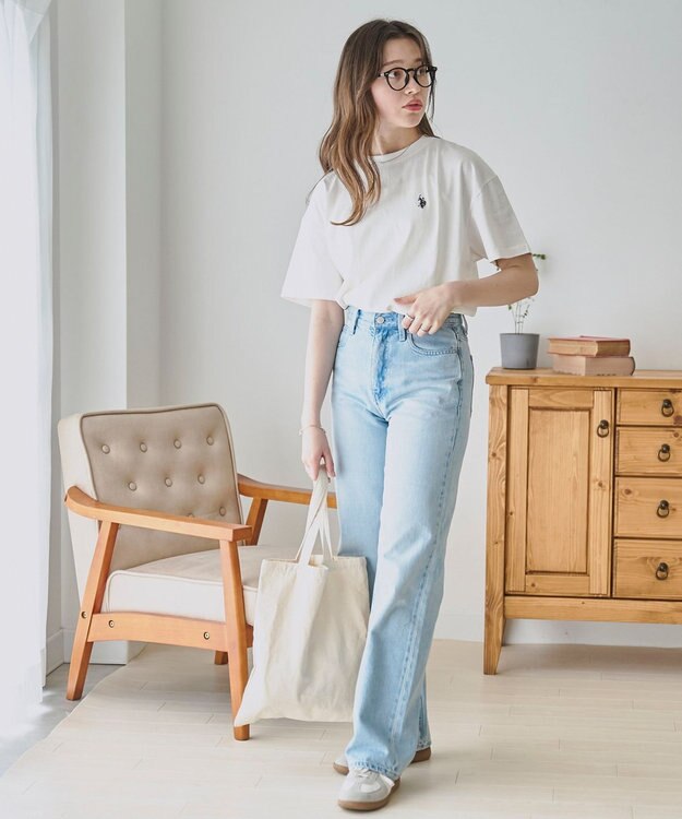 WEGO 【洗える/綿100%】USPOLOワンポイントTシャツ ホワイト