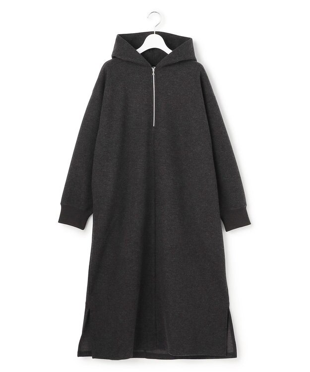 J.PRESS YORK STREET 【WOMEN】ウールライクジャージー フーデットロング ワンピース グレー系