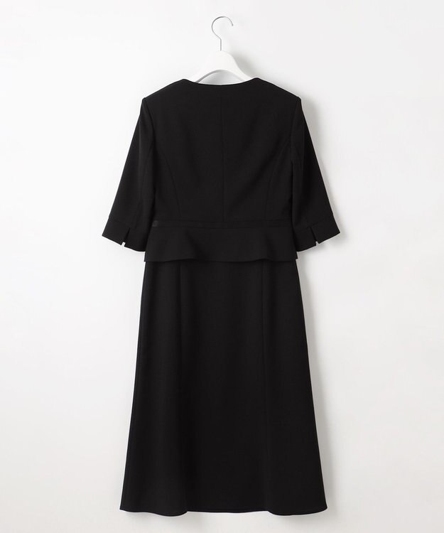 自由区 FORMAL 【ウォッシャブル対応】ドビーボーダーリボン ジャケット+ワンピース ブラック系