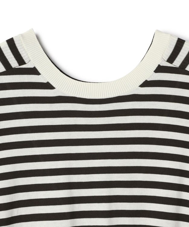 BEIGE， JULIE / コットンシルク 2WAY半袖ニット Ecru×Khaki