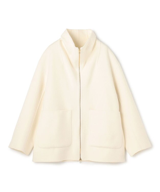 BEIGE， ZION / ウールスタンドカラーショートコート Ecru