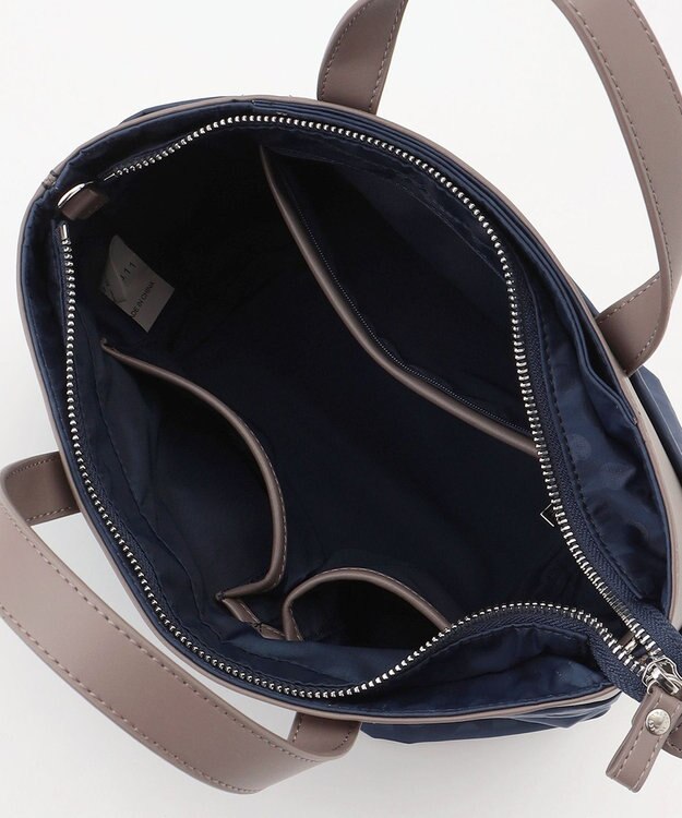 Y'SACCS はっ水ドットジャカード リサイクルレザーコンビ 2wayトートバッグ ネイビー