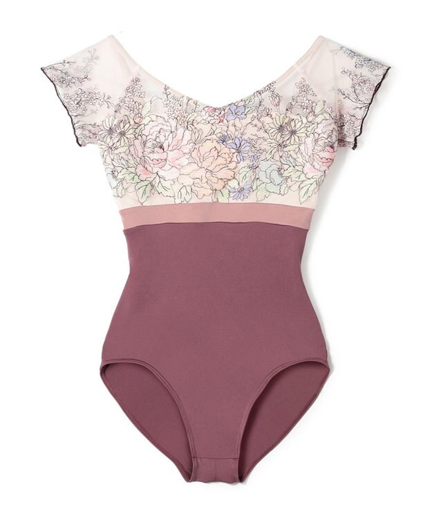 Chacott フレンチスリーブレオタード グレイッシュライラック