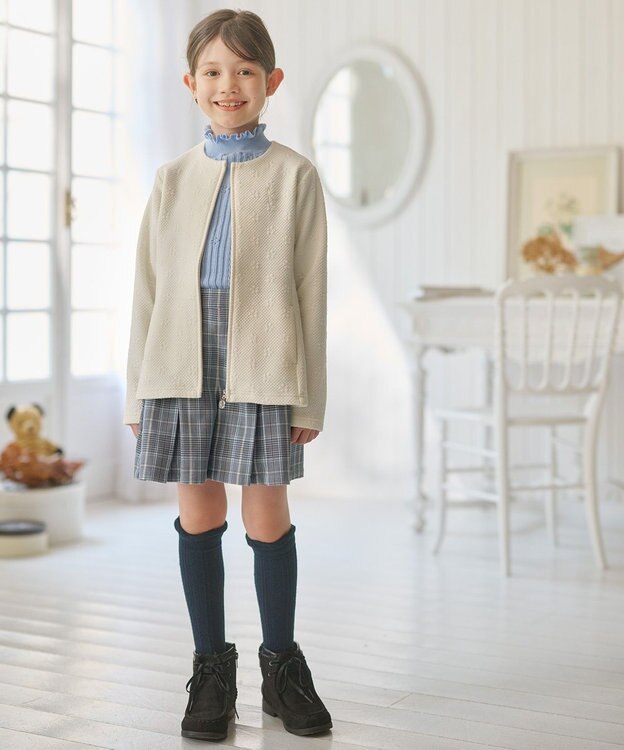 組曲 KIDS 【110-140㎝】フラワーキルト パーカー アイボリー