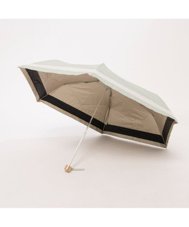 UNBILLION カシュネ cachenez / PU切り継ぎボーダー3段折りたたみ傘 グリーン