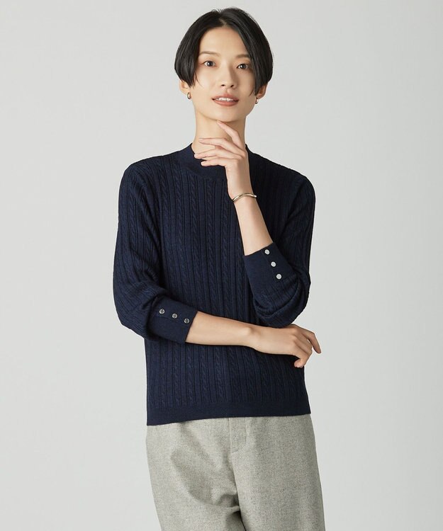 J.PRESS LADIES KNIT BASIC クルーネック ニット ネイビー系