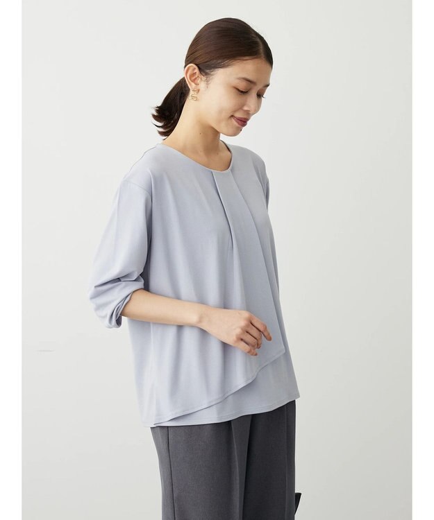 Green Parks ＢＰ　襟タック長袖ブラウソー Sax