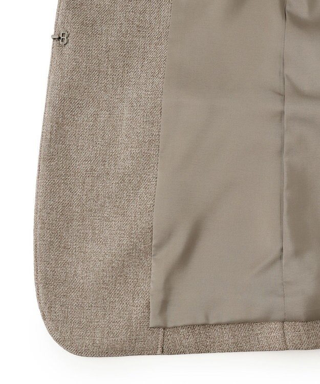 23区 L 【洗える】ウールライクカルゼ ノーカラー ジャケット ダークブラウン系