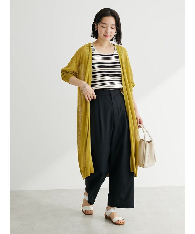 Green Parks 接触冷感ロング丈カーデ Yellow