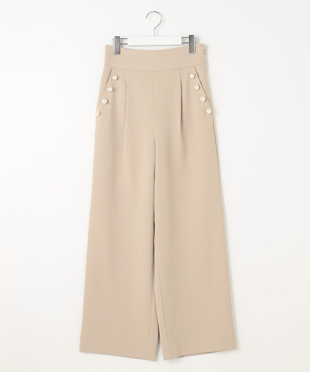 Feroux 【古畑星夏さん着用】パールポイントハイウエストセミワイド パンツ アイボリー系