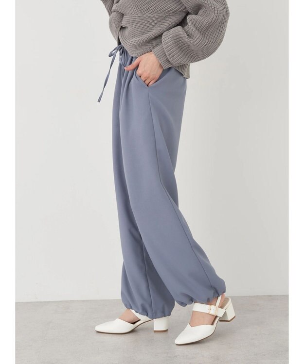 earth music&ecology 裾ドロストパラシュートパンツ Grayish Blue