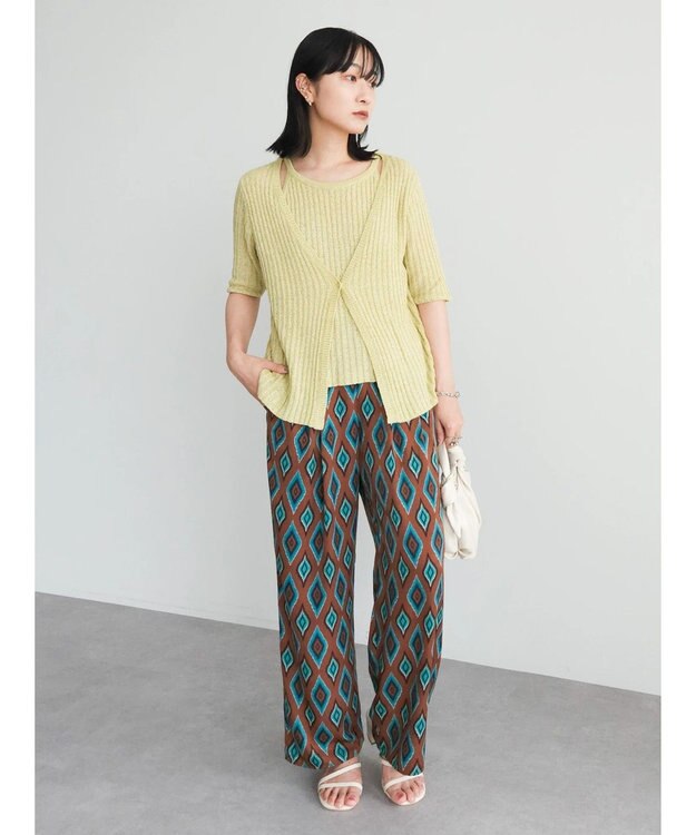 Green Parks テープヤーンドッキングニットプルオーバー Light Green