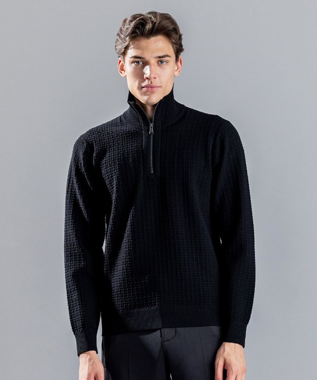 JOSEPH HOMME 【WEB限定】ヴィスコースリンクス　ハーフジップニット ブラック系
