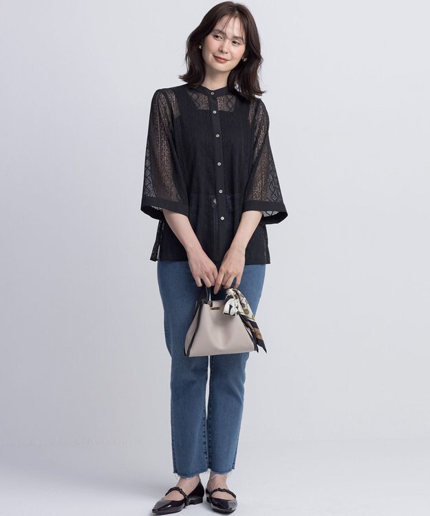 組曲 ラッセルレース ブラウス ブラック系