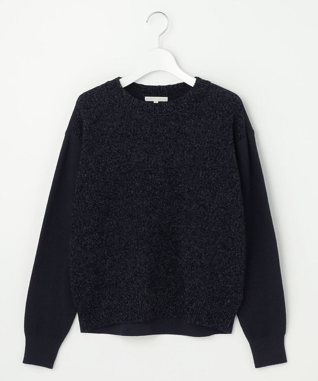 自由区 S ブークレミックスツイード ニット ネイビー