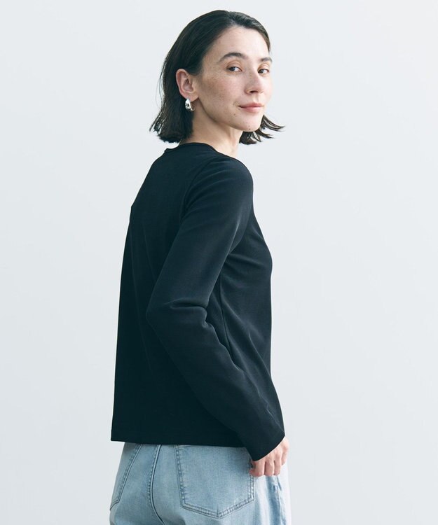 UNFILO L ドライタッチリブ カーディガン ブラック